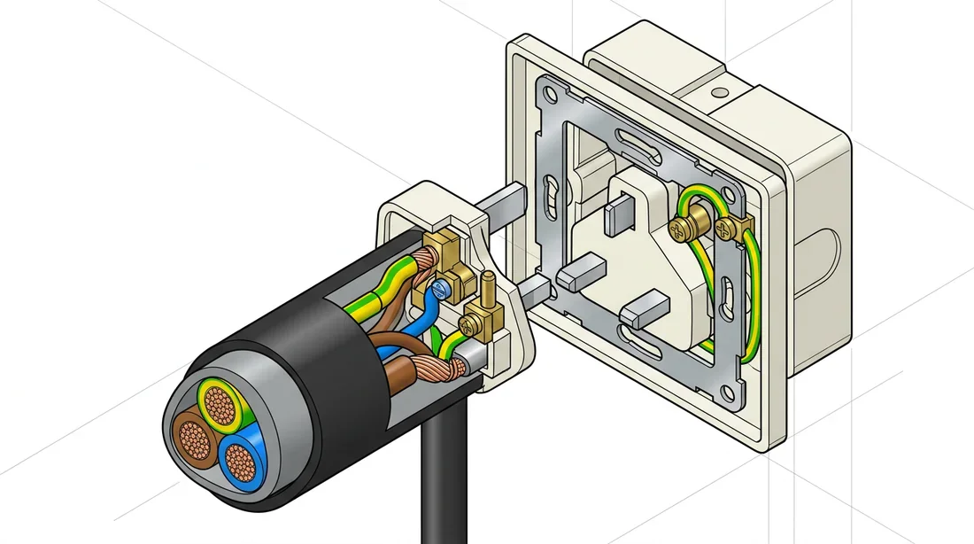 Structure d'un raccordement électrique Schéma technique de raccordement d'une prise électrique