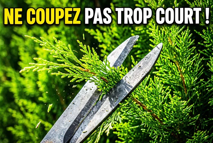 Miniature montrant la coupe nette de branches de cyprès avec le conseil Ne coupez pas trop court