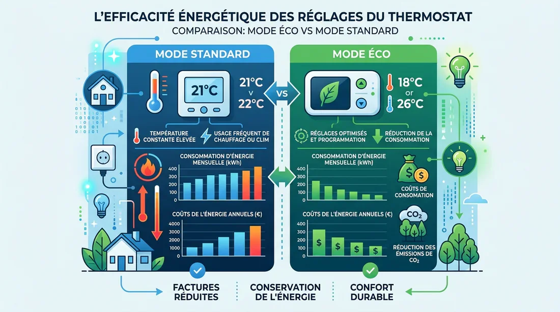 Optimisation énergétique du thermostat Hitachi Infographie des économies d'énergie avec thermostat