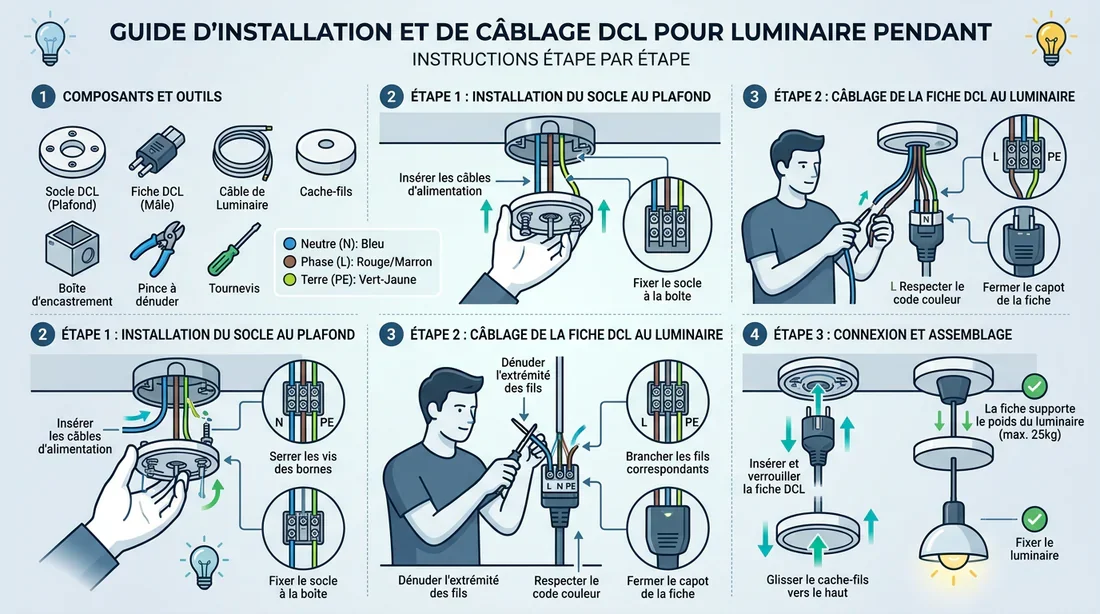 Schéma de branchement d'une fiche DCL