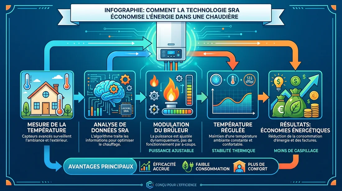 Schéma explicatif des économies d'énergie avec la technologie SRA