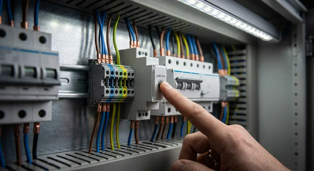 Installation du module télévariateur Installation d'un télévariateur modulaire dans un tableau électrique professionnel