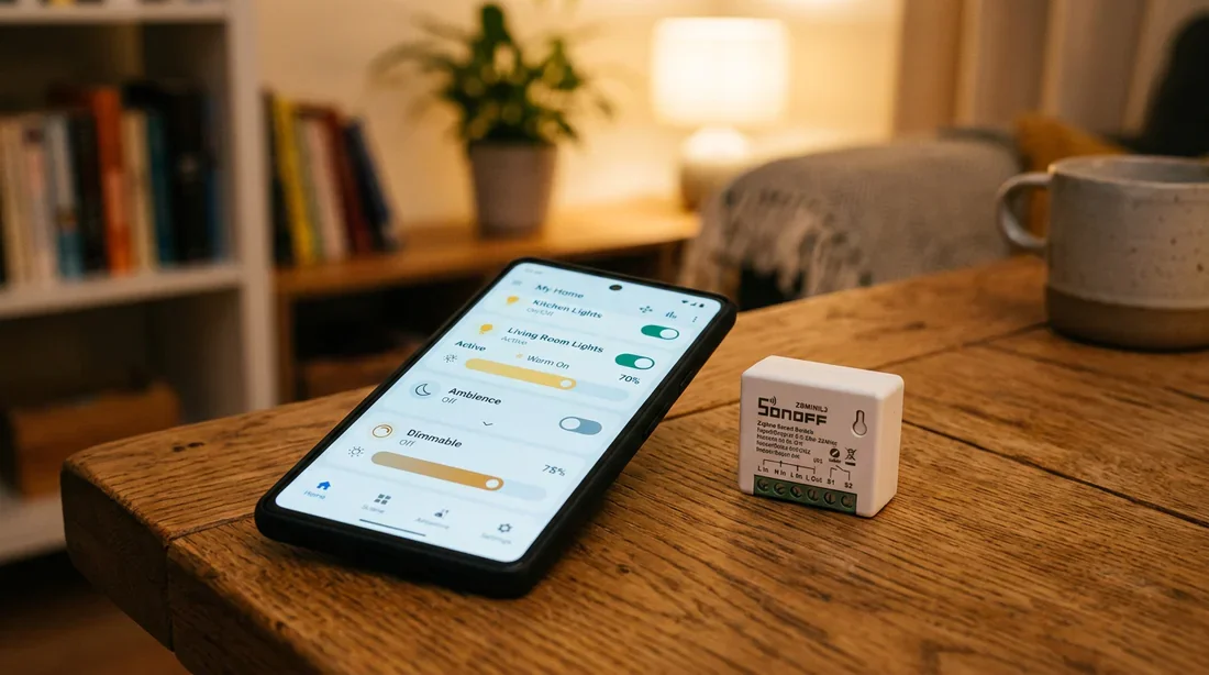 Application mobile domotique contrôlant le module Sonoff ZBMINIL2